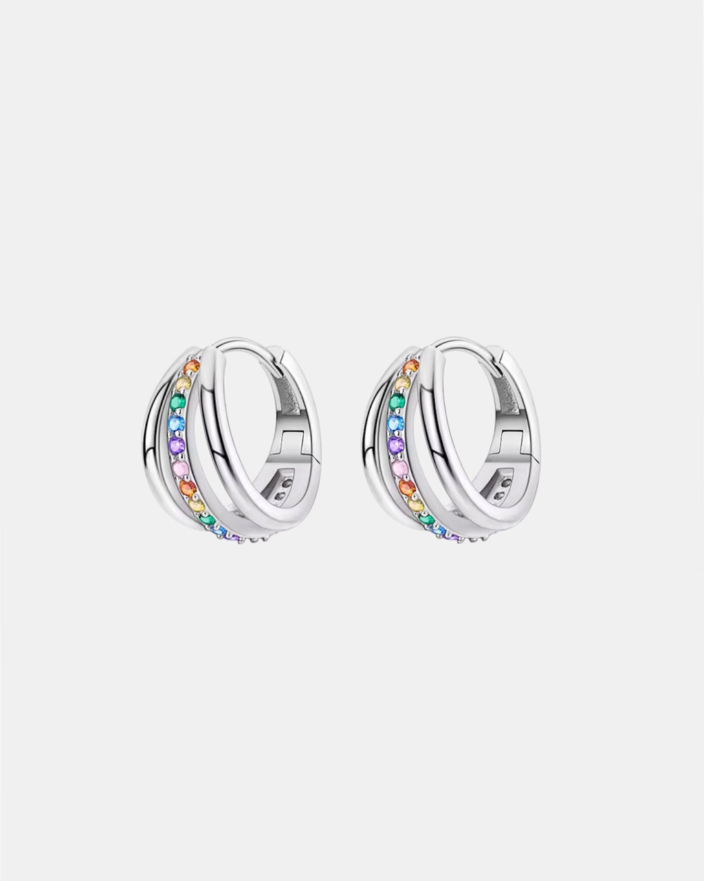Silver rainbow earrings made of 925 silver with colorful elegant design