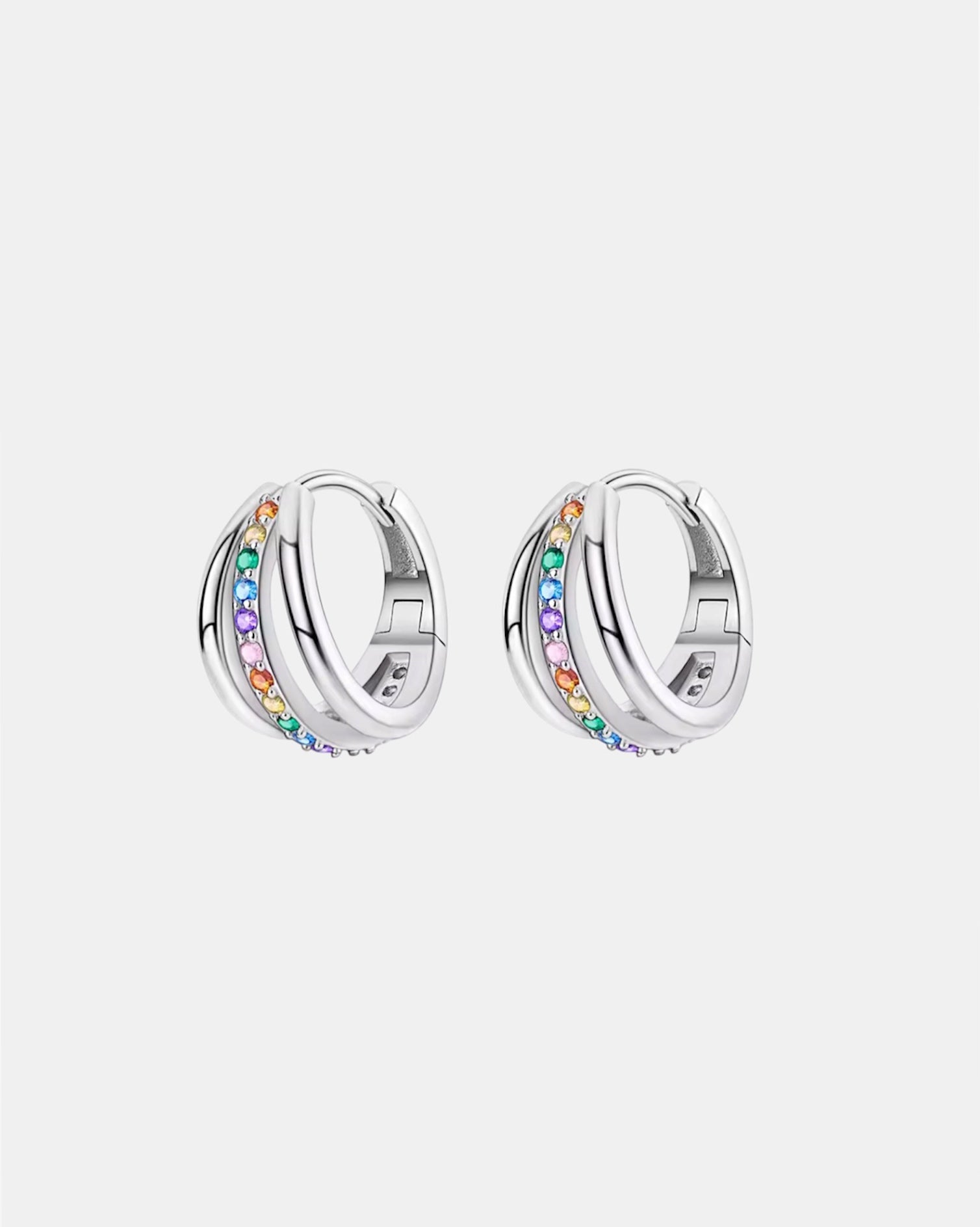 Silver rainbow earrings made of 925 silver with colorful elegant design