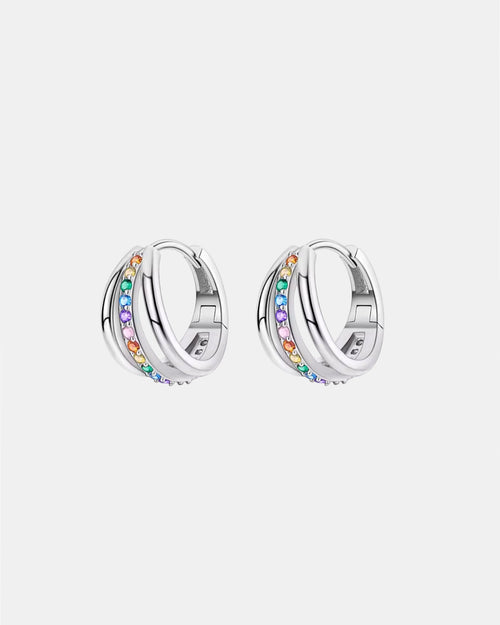 Silver rainbow earrings made of 925 silver with colorful elegant design