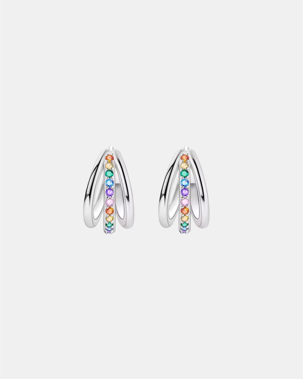 Silver rainbow earrings made of 925 silver with colorful elegant design