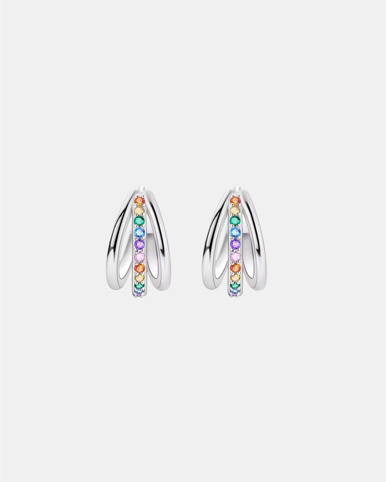 Silver rainbow earrings made of 925 silver with colorful elegant design