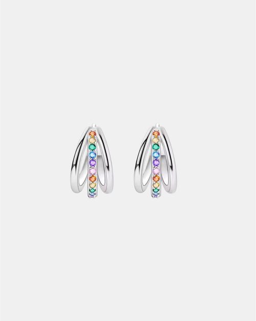 Silver rainbow earrings made of 925 silver with colorful elegant design