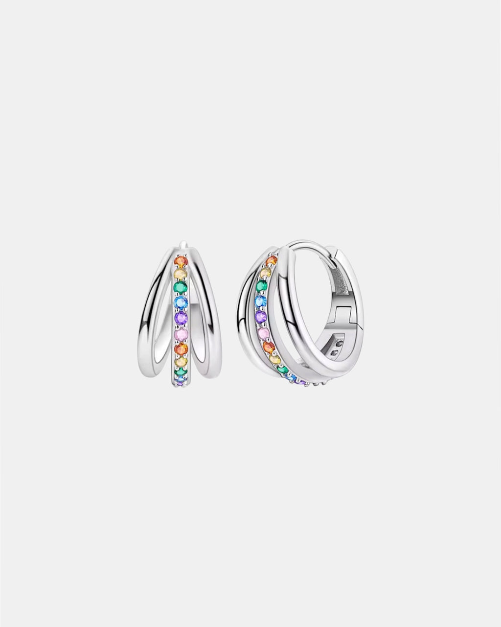 Silver rainbow earrings made of 925 silver with colorful elegant design