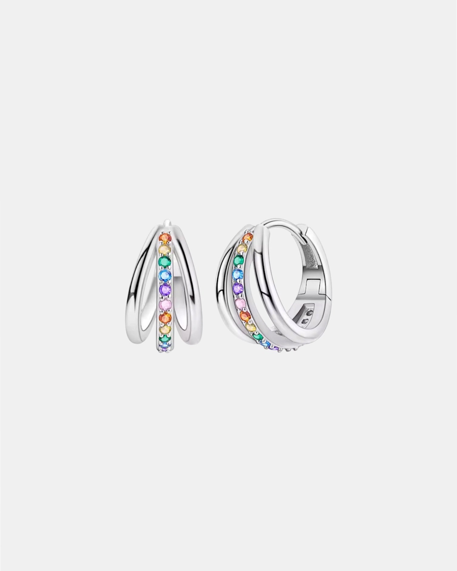 Silver rainbow earrings made of 925 silver with colorful elegant design