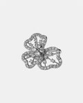 Silver romantic flower ring with white zircon elegant jewelry design