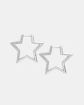 Silver star earrings in sterling silver 925 with zircon stones