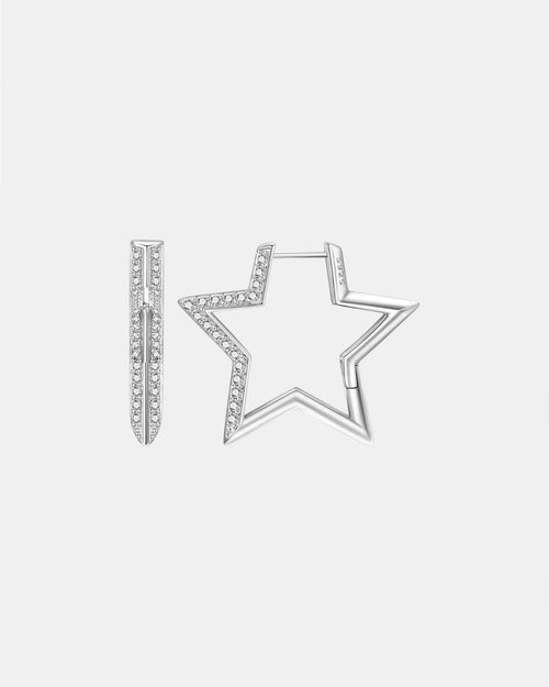 Silver star earrings in sterling silver 925 with zircon stones