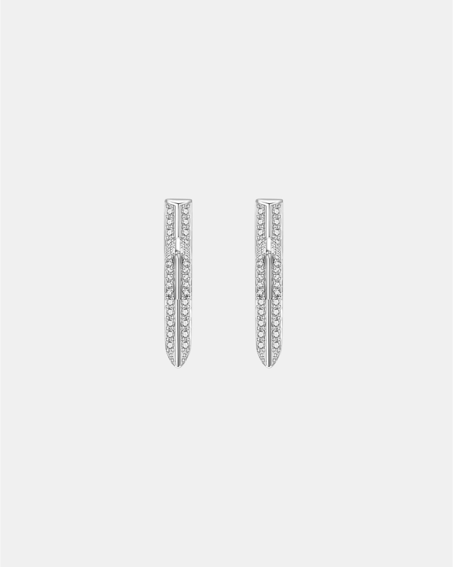 Silver star earrings in sterling silver 925 with zircon stones