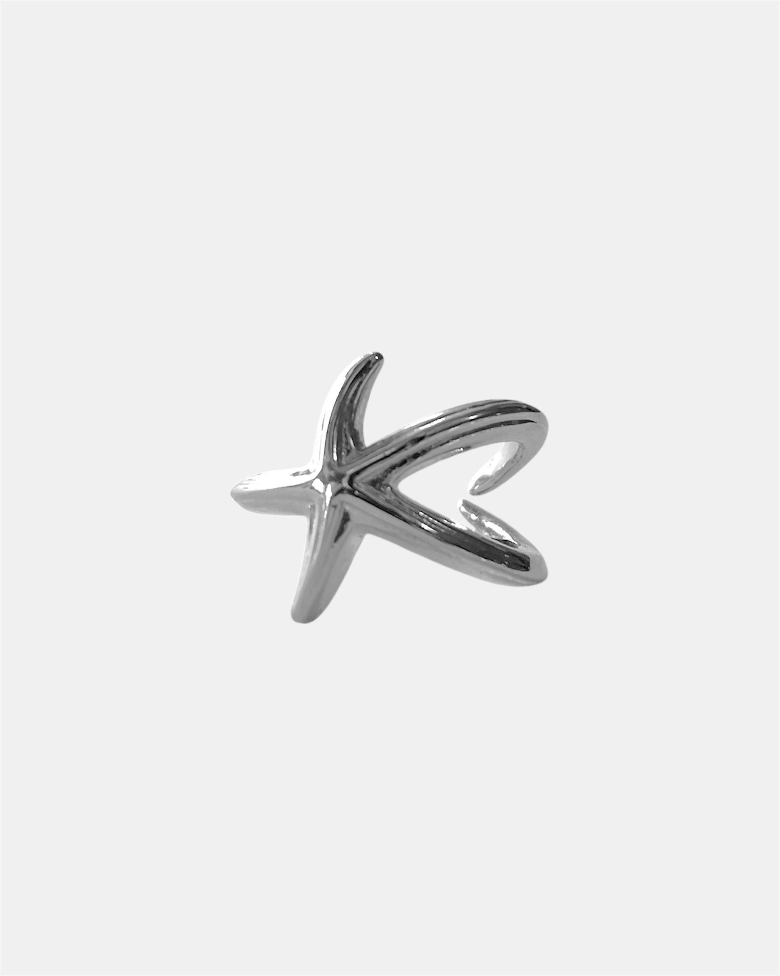 Silver open ring with starfish design elegant ocean-inspired jewelry