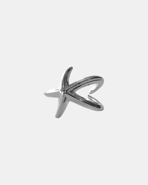 Silver open ring with starfish design elegant ocean-inspired jewelry