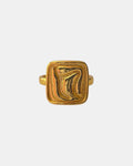 Square gold ring with embossed texture