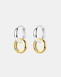 Two tone hoop earrings in sterling silver 925, modern elegant jewelry