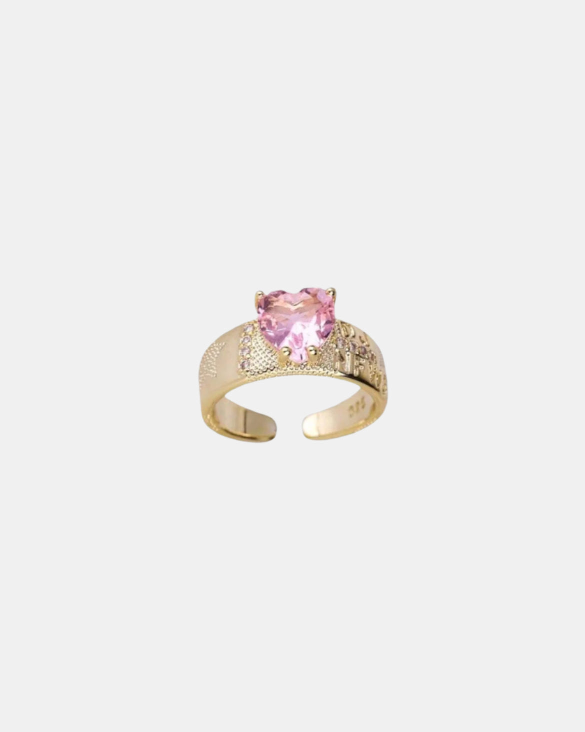 Gold ring with pink heart gemstone elegant jewelry design